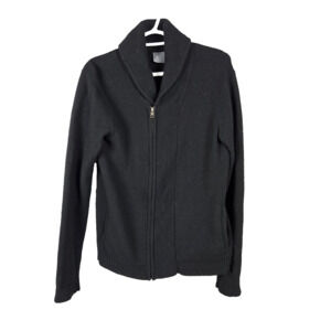 Armani Exchange Lambswool Womens Sweater Size S Shawl Collar Neck Full Zip Black